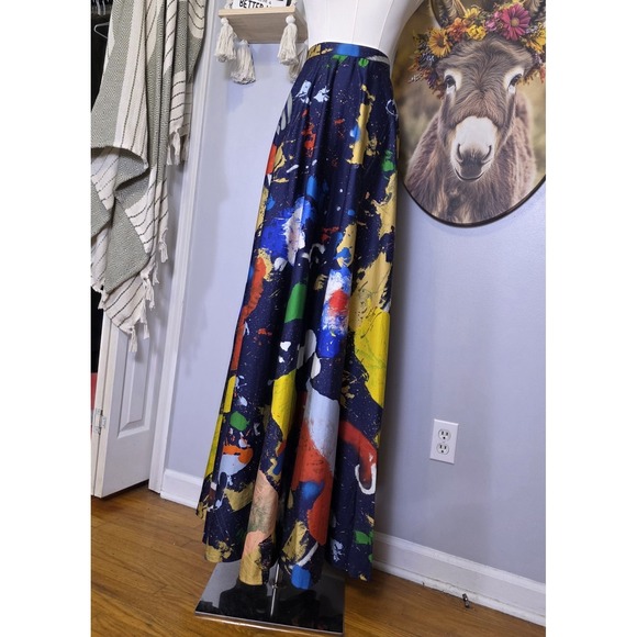 Ralph Lauren Purple Label Dresses & Skirts - Ralph Lauren Purple Label Maguire Satin Maxi Skirt Size 12 Paint Splatter $2890